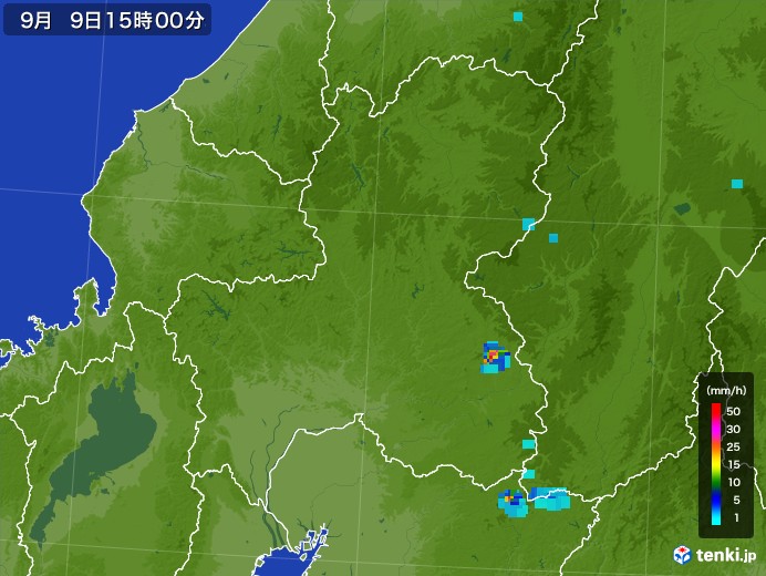 岐阜県の雨雲レーダー(2017年09月09日)