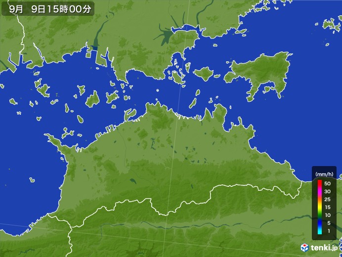 香川県の雨雲レーダー(2017年09月09日)