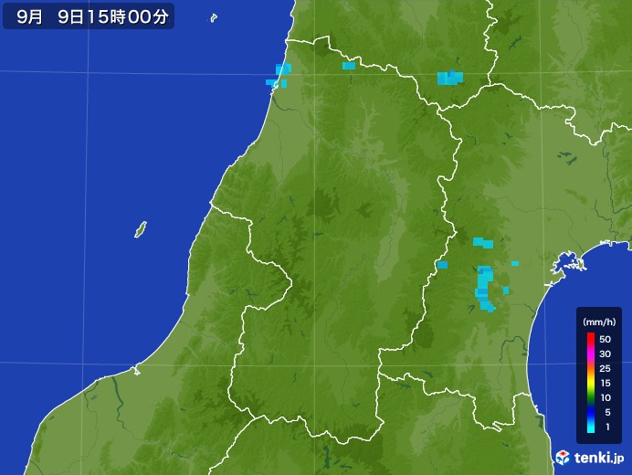 山形県の雨雲レーダー(2017年09月09日)