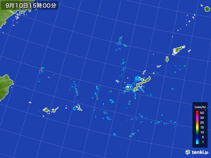 沖縄地方の雨雲レーダー(2017年09月10日)
