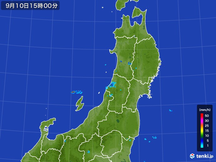 東北地方の雨雲レーダー(2017年09月10日)