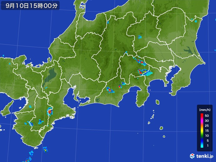 東海地方の雨雲レーダー(2017年09月10日)