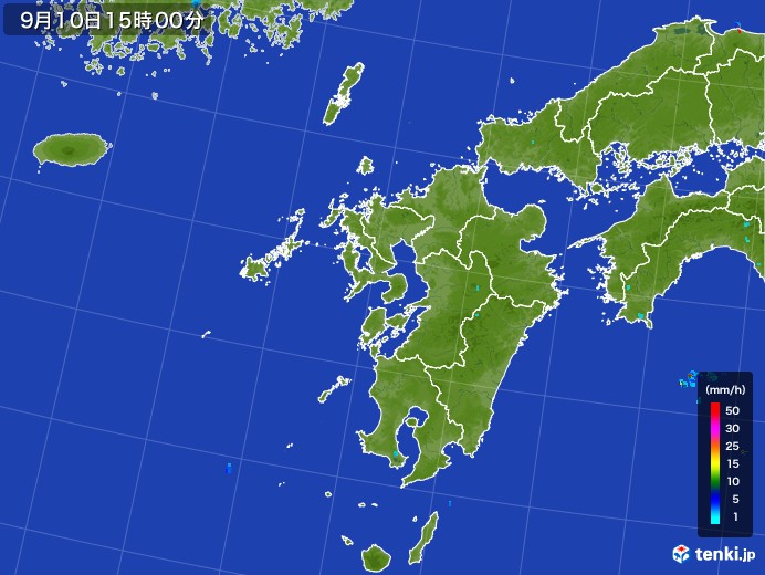九州地方の雨雲レーダー(2017年09月10日)