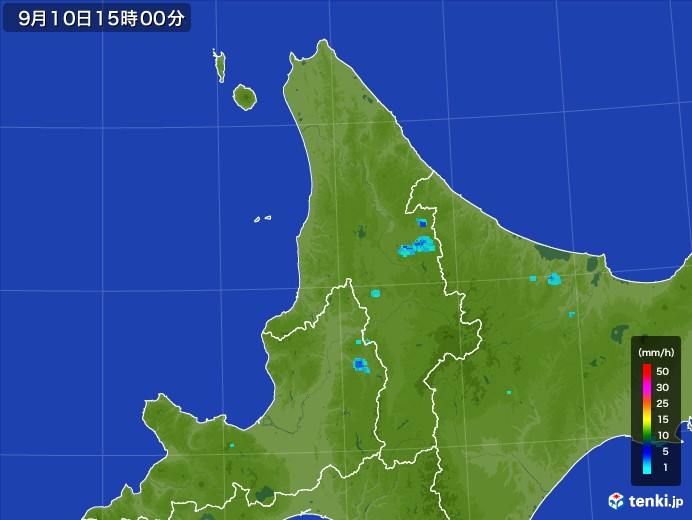 道北の雨雲レーダー(2017年09月10日)