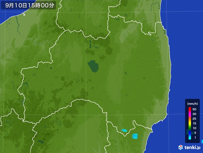 福島県の雨雲レーダー(2017年09月10日)