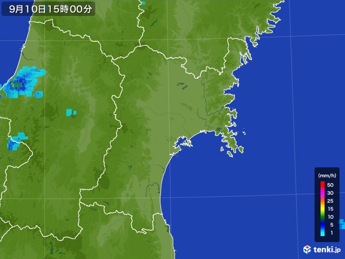 宮城県の雨雲レーダー(2017年09月10日)