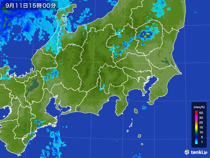 関東・甲信地方の雨雲レーダー(2017年09月11日)