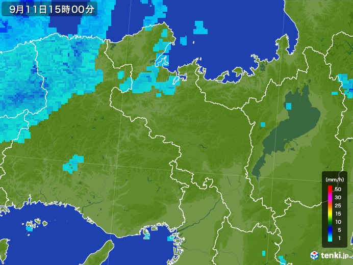 京都府の雨雲レーダー(2017年09月11日)