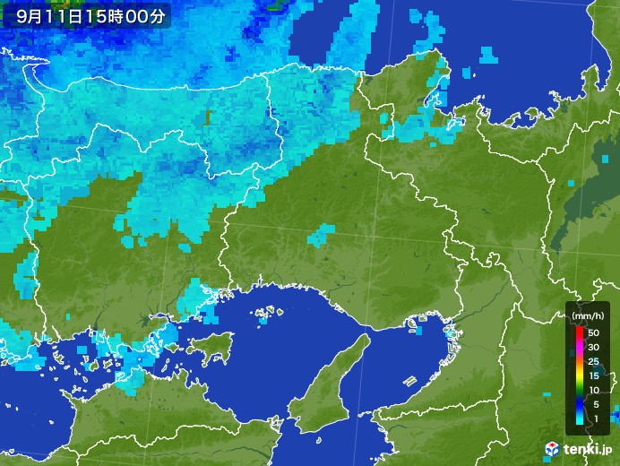 兵庫県の雨雲レーダー(2017年09月11日)