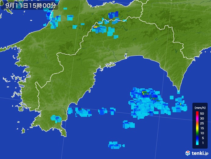 高知県の雨雲レーダー(2017年09月11日)