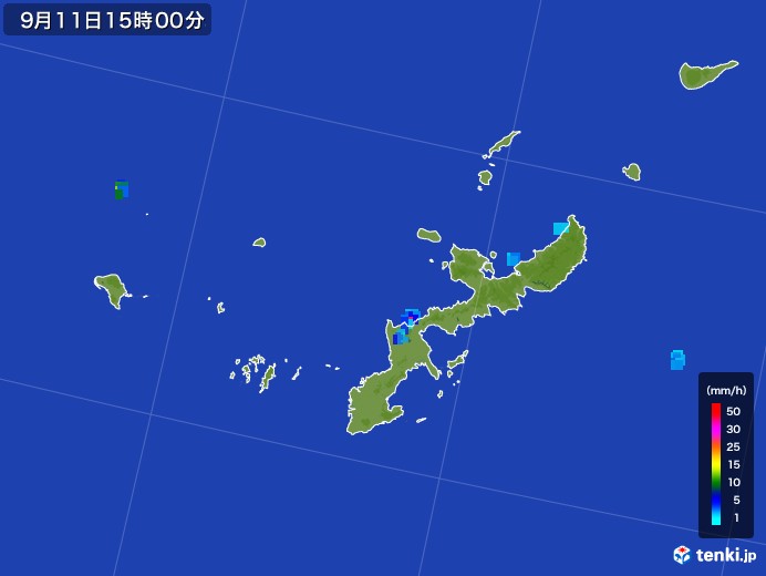 沖縄県の雨雲レーダー(2017年09月11日)