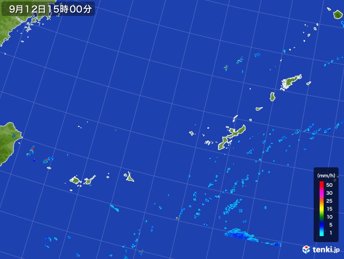 沖縄地方の雨雲レーダー(2017年09月12日)