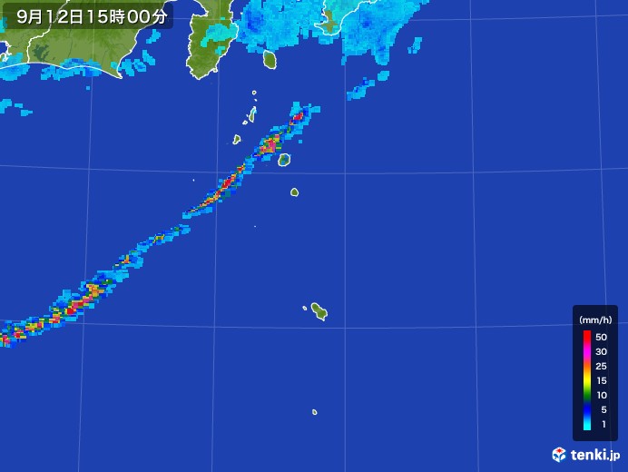 伊豆諸島(東京都)の雨雲レーダー(2017年09月12日)