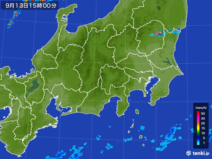 関東・甲信地方の雨雲レーダー(2017年09月13日)