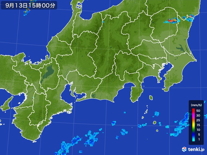 東海地方の雨雲レーダー(2017年09月13日)