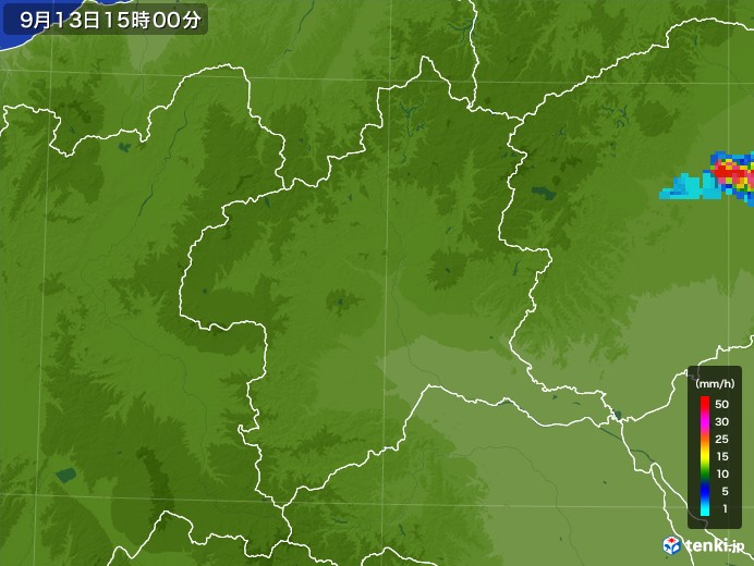 群馬県の雨雲レーダー(2017年09月13日)