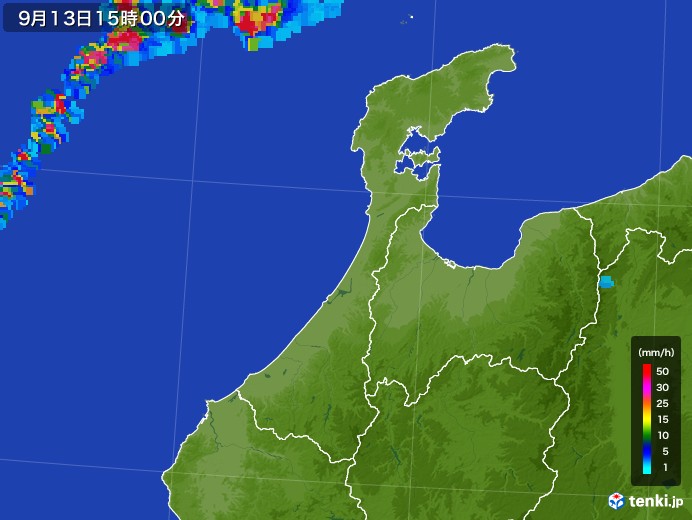 石川県の雨雲レーダー(2017年09月13日)