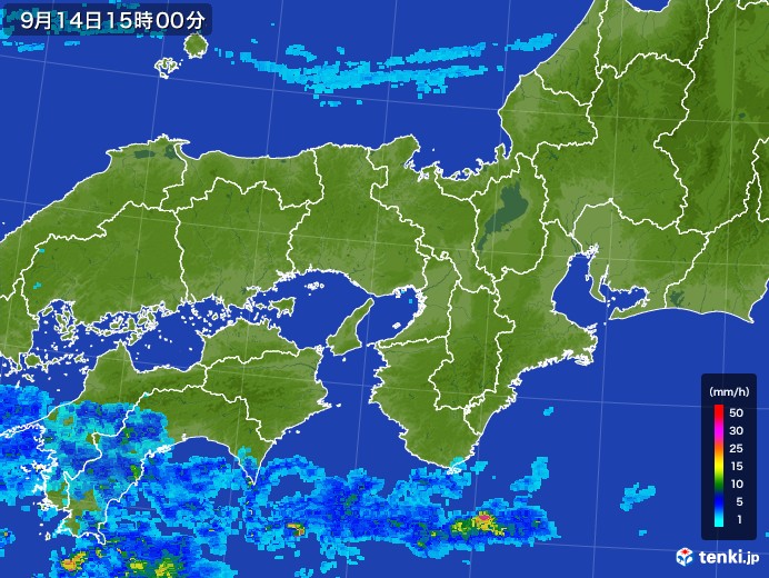 近畿地方の雨雲レーダー(2017年09月14日)