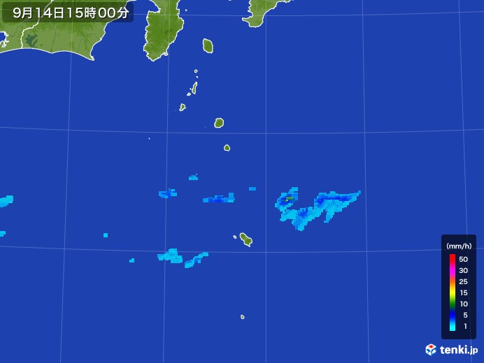 伊豆諸島(東京都)の雨雲レーダー(2017年09月14日)