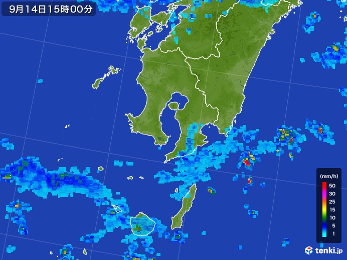 鹿児島県の雨雲レーダー(2017年09月14日)