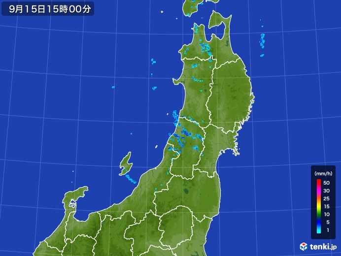 東北地方の雨雲レーダー(2017年09月15日)