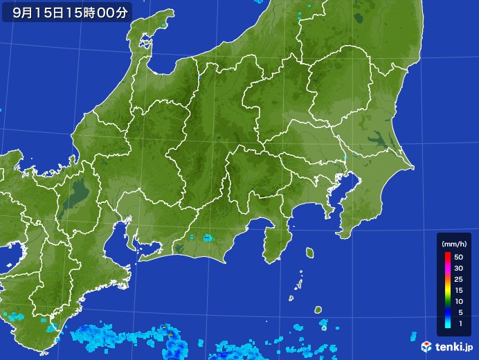 関東・甲信地方の雨雲レーダー(2017年09月15日)