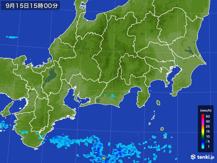東海地方の雨雲レーダー(2017年09月15日)