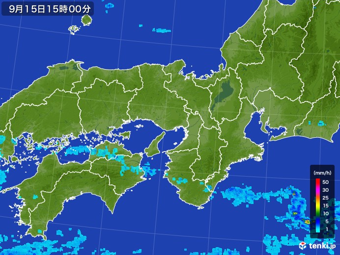近畿地方の雨雲レーダー(2017年09月15日)