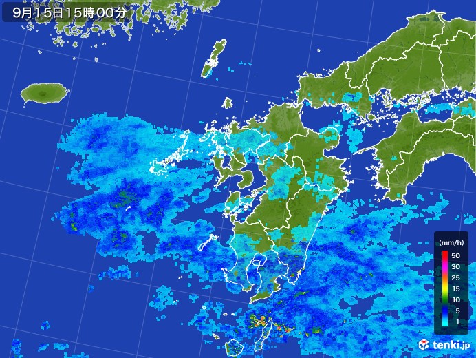 九州地方の雨雲レーダー(2017年09月15日)