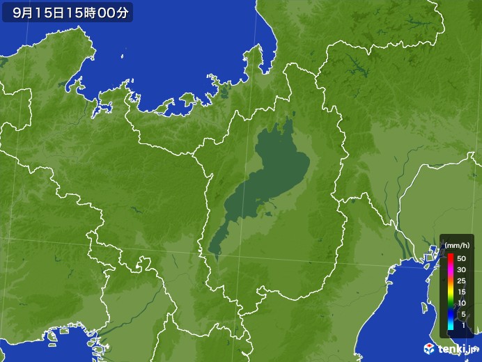 滋賀県の雨雲レーダー(2017年09月15日)