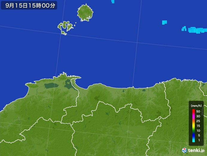 鳥取県の雨雲レーダー(2017年09月15日)