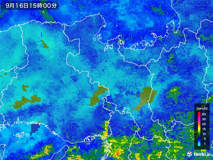 京都府の雨雲レーダー(2017年09月16日)