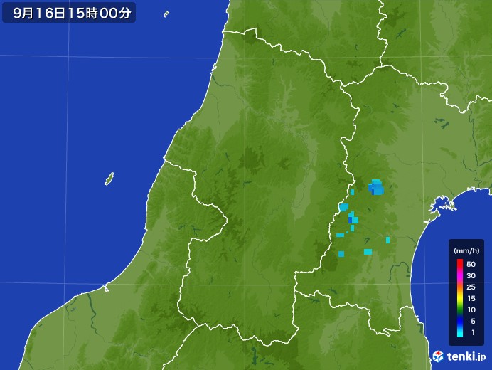 山形県の雨雲レーダー(2017年09月16日)