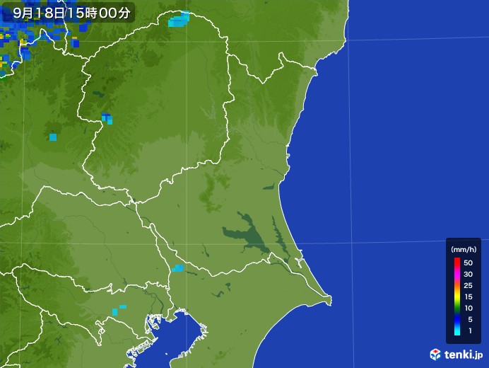 茨城県の雨雲レーダー(2017年09月18日)