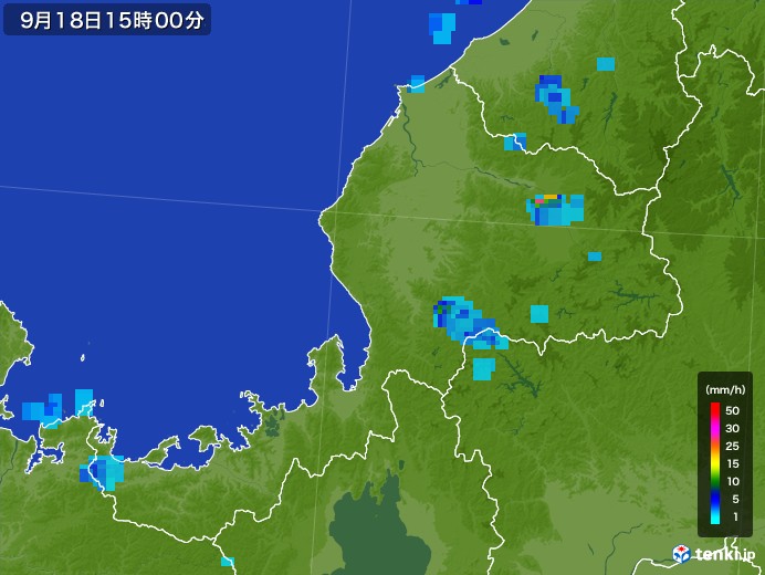 福井県の雨雲レーダー(2017年09月18日)