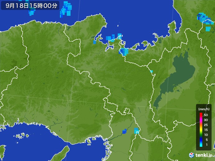 京都府の雨雲レーダー(2017年09月18日)