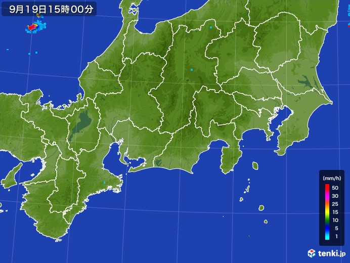東海地方の雨雲レーダー(2017年09月19日)