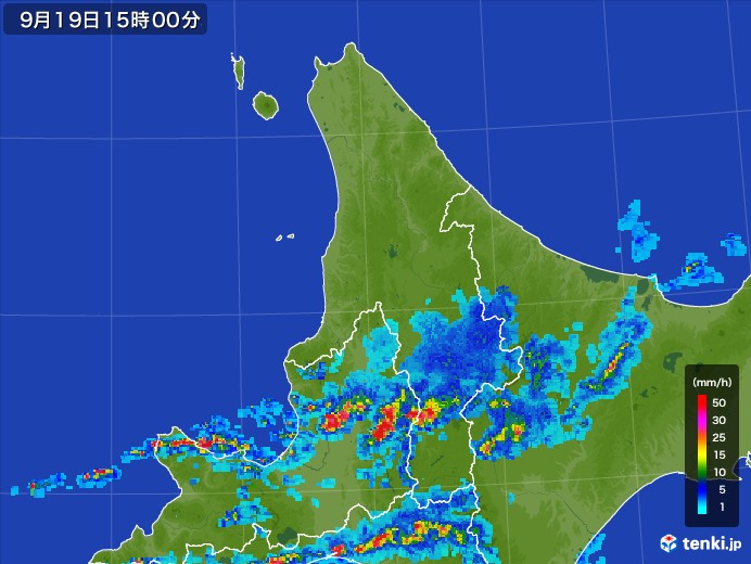 道北の雨雲レーダー(2017年09月19日)