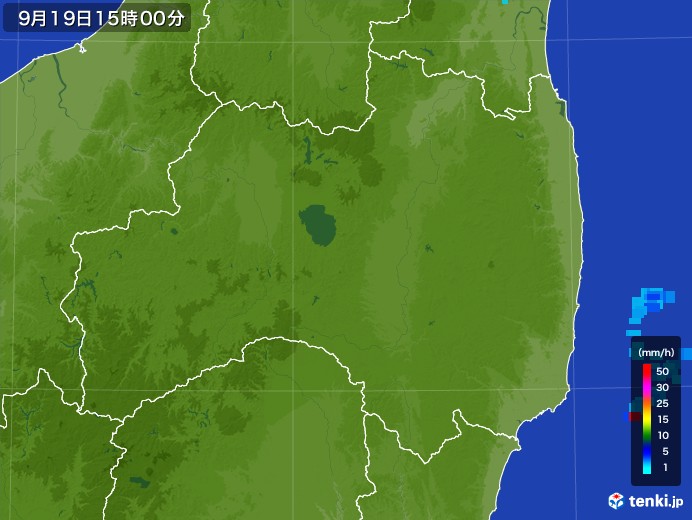 福島県の雨雲レーダー(2017年09月19日)