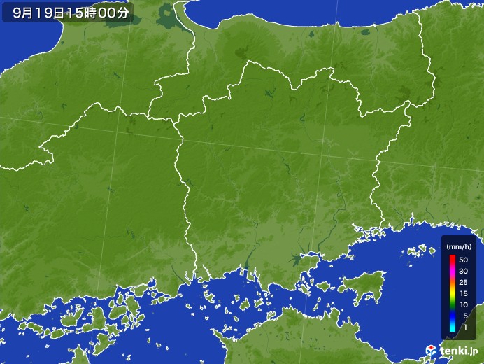 岡山県の雨雲レーダー(2017年09月19日)