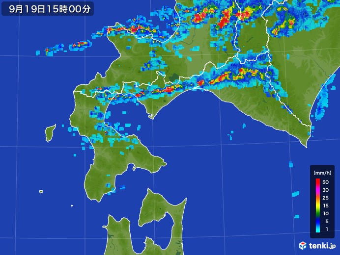 道南の雨雲レーダー(2017年09月19日)