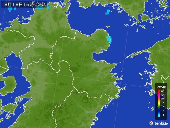 大分県の雨雲レーダー(2017年09月19日)