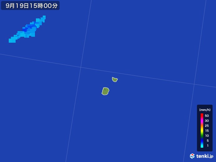 南大東島(沖縄県)の雨雲レーダー(2017年09月19日)