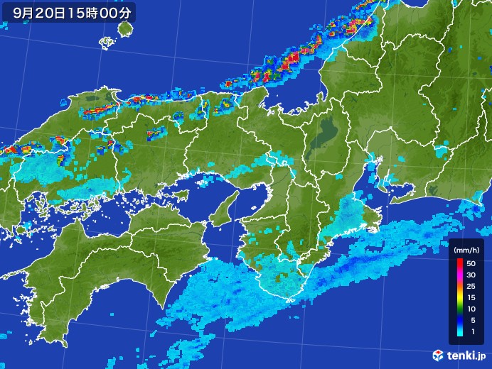 近畿地方の雨雲レーダー(2017年09月20日)