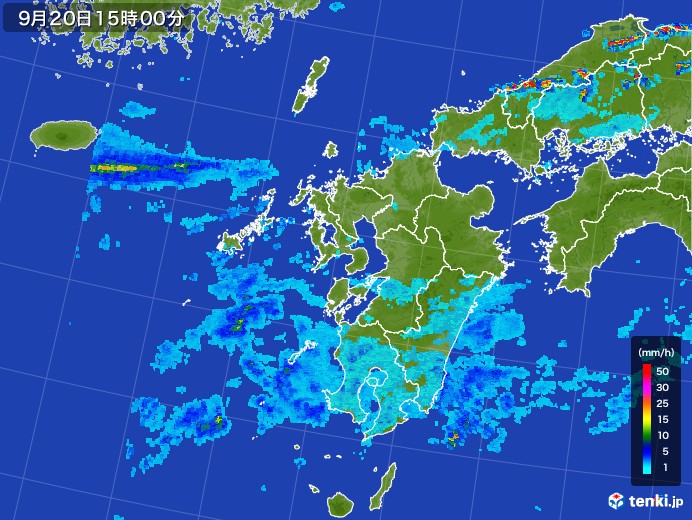 九州地方の雨雲レーダー(2017年09月20日)