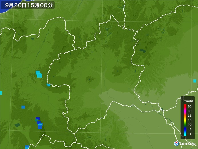 群馬県の雨雲レーダー(2017年09月20日)