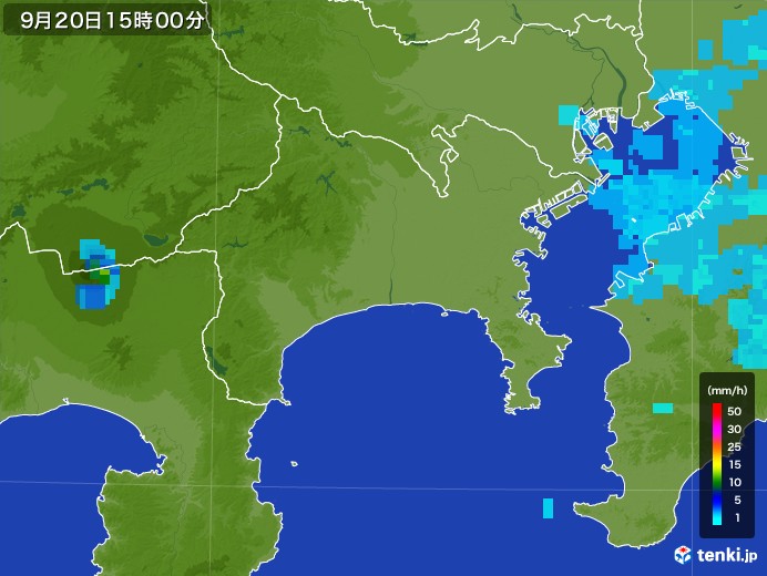 神奈川県の雨雲レーダー(2017年09月20日)