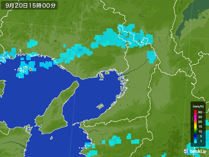 大阪府の雨雲レーダー(2017年09月20日)