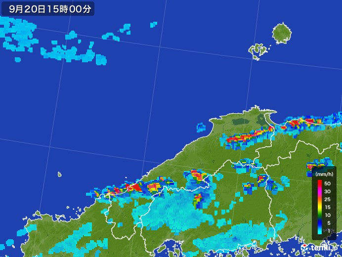 島根県の雨雲レーダー(2017年09月20日)