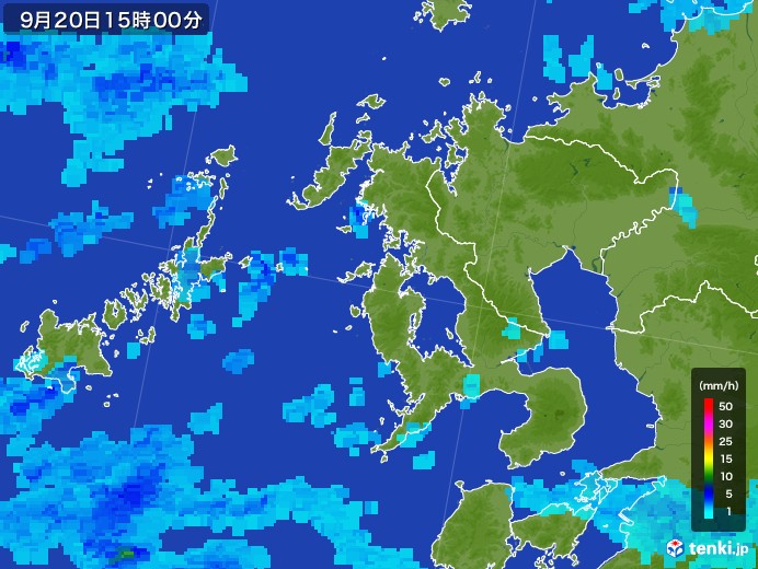 長崎県の雨雲レーダー(2017年09月20日)